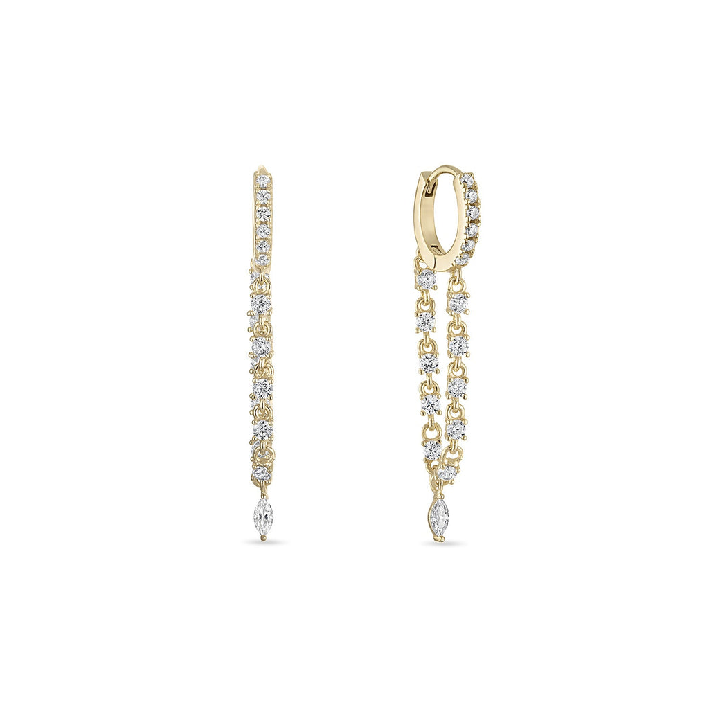 14k Vermeil Aura Statement Huggies with Dangle Chains